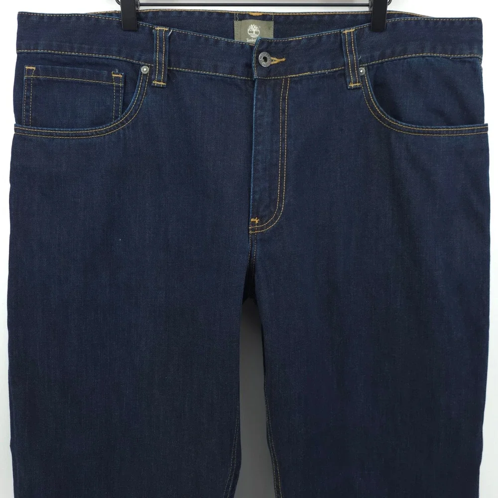 Timberland Mens Jeans 42 Dark Blue Indigo Straight Leg Rugged Denim